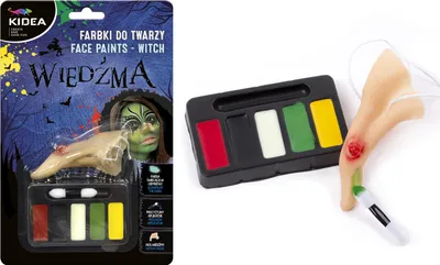 Zdjęcie produktu dla Zestaw do malowania twarzy czarownica Halloween Kidea FDTZWKA
