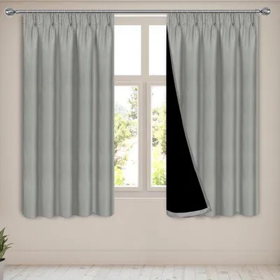 Immagine prodotto di Uniqoos® Set di 2 tende oscuranti, grigie, 117 x 137 cm – 100% oscuranti, isolanti termicamente e fonoassorbenti