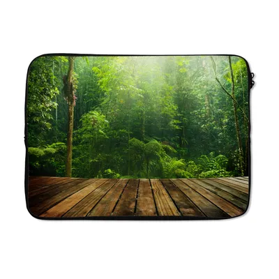 Produktbild von MuchoWow® Laptop Hülle 13 Zoll Boden - Holz - Dschungel - Jungen - Mädchen - Kinder - Kind Laptoptasche - Laptophülle - Sleeve - Rundumschutz