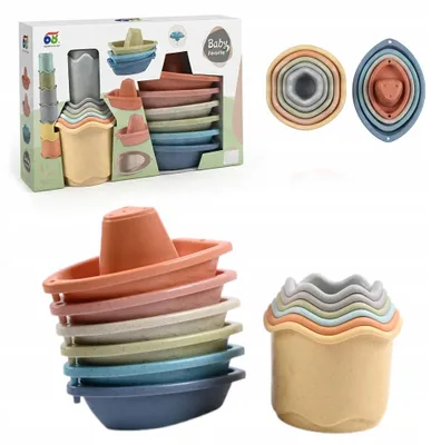 Produktbild von Stapelbecher Boote Badespielzeug Stapelturm Sorter für Badewanne Sandkasten Baby