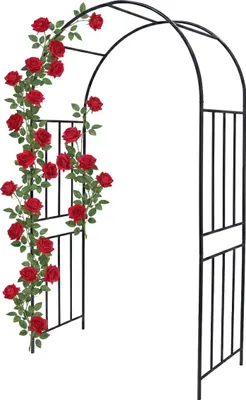 Immagine prodotto di Relaxdays Arco di rose in metallo, arco da giardino, DxLxA: 218 x 120 x 44,5 cm, robusto arco per piante rampicanti, nero