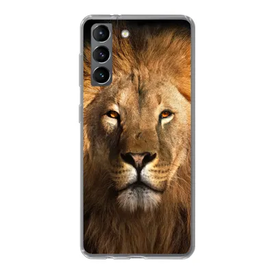 Produktbild von MuchoWow® Handyhülle Schutzhülle Hülle für Samsung Galaxy S21 Löwe - Tiere - Schwarz - Hell - Braun - Porträt Silikon Softcase Handy Hülle - Softcase