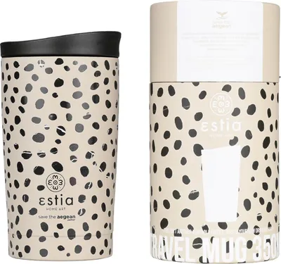 Image de ESTIA | Mug isotherme - 350 ml - Mug isotherme avec motif léopard - Couvercle étanche