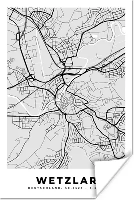 Produktbild von MuchoWow® Poster Stadtplan - Karte von Deutschland - Wetzlar 40x60 cm - Plakate für die Wand - Poster Babyzimmer