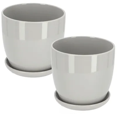 Produktbild von KOTARBAU® Keramik Blumentopf Übertopf für Blumen Pflanzen ⌀ 13 cm Grau 2er Set