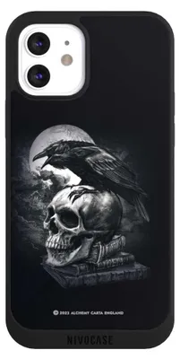 Produktbild von NIVOCASE Handyhülle für Apple iPhone 12  Hülle NIVOpure Case Schwarz Rabe Schädel Totenköpfe