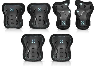 Produktbild von Nils Extreme Schoner Set - 3in1 Set Knieschone Ellbogenschoner Handgelenkpolster für Kinder Erwachsene - Schwarz und Mint - M - H320