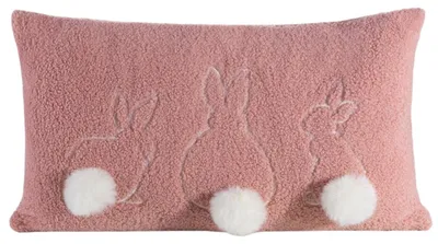 Image de EUROFIRANY | Housse de coussin - Housse de coussin décorative - Housse d'oreiller - 30 x 50 cm - rose - Housse de coussin - Lapins de Pâques