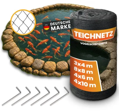 Produktbild von Vijvernetz feinmaschig 15 x 15 mm, 3 x 4 m, UV- und wetterbeständig, Vogelschutz