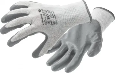Produktbild von Högert Technik GLAN Nitrilbeschichtete Schutzhandschuhe, weiß/grau, Größe 11, reiß- und stichfest, ideal für präzise Montagearbeiten, umweltfreundlich
