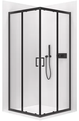 Productafbeelding van Douchecabine Fabrizio L/P - 5 mm - zwart mat, transparant glas - 90x90x195 cm - schuifdeur