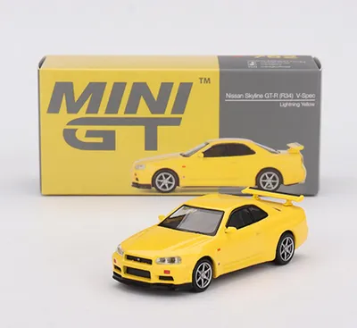 Obrázok produktu pre _Nissan Skyline GT-R (R34) V-Spec Lightning Yellow - Mini GT 1:64