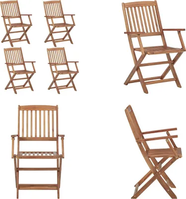 Image de vidaXL Chaises de jardin pliantes 4 pcs. Bois massif acacia - Chaise de jardin - Chaise - Chaises