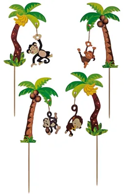 Produktbild von 100x Deko-Picker "Affe auf Palme" 22cm