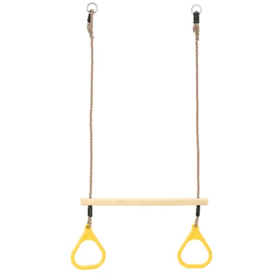 Immagine prodotto di Altalena a trapezio TRIBECCO con maniglie e corda regolabile - per bambini da 3 anni, fino a 70 kg (giallo)