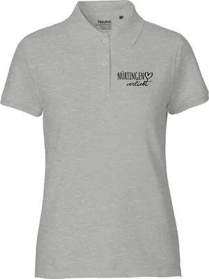 Produktbild von Huuraa Damen Polo Shirt Nürtingen verliebt XS Sport Grey Bio Baumwolle Fairtrade Poloshirt Geschenkidee