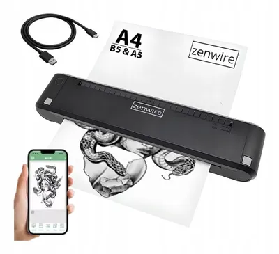 Image de Imprimante - Mini-imprimante thermique mobile A4 - portable, Bluetooth et USB-C, 300 DPI, batterie rechargeable