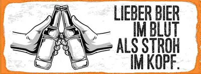 Produktbild von vianmo Holzschild 10x27 cm lieber Bier im Blut als Stroh Kopf Spruch Zitat