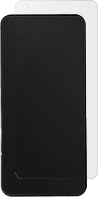 A black smartphone screen protector is shown on a white background.