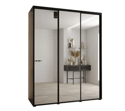 Produktbild von Kleiderschrank YVONA 2 - 190/60 cm, schwarz / schwarz