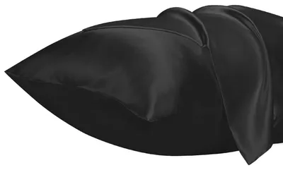 Produktbild von Set mit 2 Satin-Kissenbezügen, 40 x 60 cm, seidig weich, haut- und haarschonend, -, schwarz