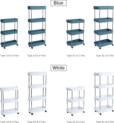 Image de chariot utilitaire roulant à 3 niveaux avec roues Crochets de suspension Étagères de rangement multifonctionnelles Étagère portable debout Chariot de service pour la cuisine, la salle de bain et le bureau