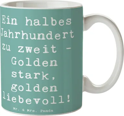Produktbild von Mr. & Mrs. Panda Tasse Spruch 50. Hochzeitstag Goldene Hochzeit - Meeresbrise - Geschenk, Liebe, Becher, Heirat, Heiraten, Trinkbecher, Kaffeetasse, Geschenke, schöne