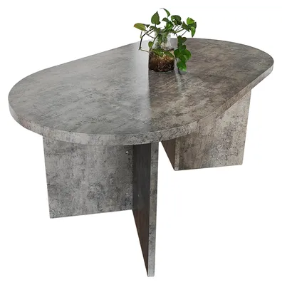 Produktbild von Esstisch 160 x 90 cm Holz Graue-Optik gerade Kante oval V-Gestell OVI