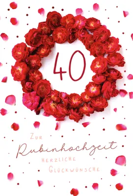 Produktbild von Rubinhochzeit 40. Hochzeitstag Rosen Glückwünsche Glückwunschkarte mit Umschlag