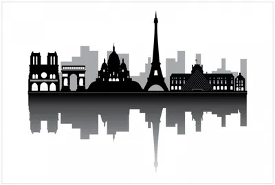 Produktbild von Wallario Premium Glasbild, freischwebende Optik, kräftige Farben, Größe 90 x 60 cm Motiv Silhouetten Pariser Sehenswürdigkeiten