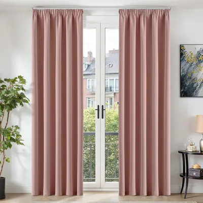 Zdjęcie produktu dla Zasłony zaciemniające z taśmą marszczącą, zestaw 2 sztuk, różowe, 140 x 245 cm