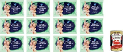 Produktbild von Farce Azzurra Talkum Fresh - Frische und angenehm duftende Haut - Beutel mit 12x 100 g + Italian Gourmet polpa 400g