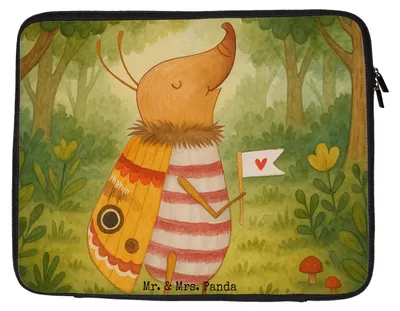 Produktbild von Mr. & Mrs. Panda Laptop Case Nachtfalter Fähnchen Design 33 x 42 cm - Weiß - Geschenk, Hülle, Käfer, Was Kostet Die Welt, Sleeve, Tasche, Süß, Laptoptasche, Spruch Lustig