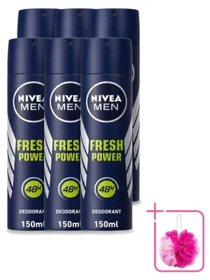 Immagine prodotto di 6 deodoranti spray NIVEA MEN Fresh Power - 150 ml - Confezione risparmio - 6 pezzi