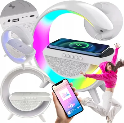 Produktbild von Tragbarer Xxl Bluetooth-Lautsprecher Mit Licht Und Induktionsladegerät 10W Weiss