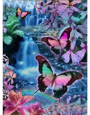 5D Diamond Painting Kit, Schmetterling Blumen, 30x40 cm
