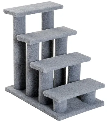 Zdjęcie produktu dla Schodki dla zwierząt domowych – 4 stopnie | Kolor: Szary | Wymiary: 43 x 63,5 x 60 cm