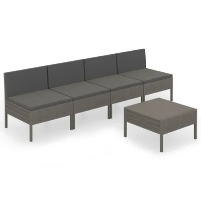 Produktbild von "2026 MODERNE" 5-tlg. Garten-Lounge-Set - elegantes Design - Sitzgruppe/Gartengarnitur - mit Auflagen Poly Rattan Grau - Terassenmöbel NeuMöbel398958