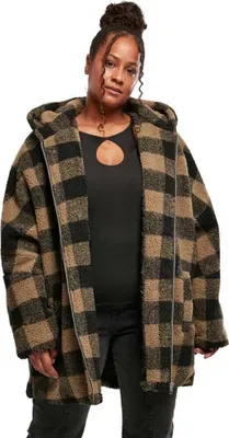 Productafbeelding van Urban Classics dames fleecejas, model Kaw, zwart-bruin, maat L