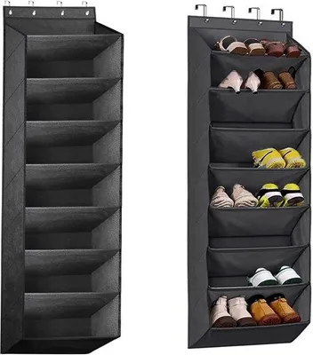 Immagine prodotto di Scaffale multifunzionale per scarpe con 8 scomparti profondi, per 16 paia, nero, 160 x 41 x 17 cm