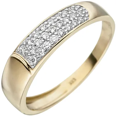 Produktbild von Damen-Ring Goldring Fingerschmuck mit weißen Zirkonia 333 Gold Gelbgold Innenumfang 54mm  Ø17.2mm