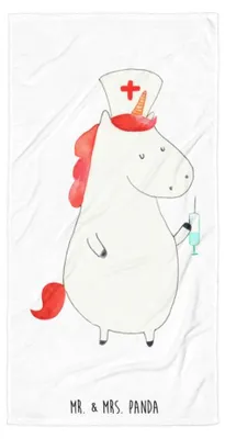 Produktbild von Mr. & Mrs. Panda Badelaken Einhorn Krankenschwester - Weiß - Geschenk, Krankenhaus, Handtuch, Krankenpflegerin, Badehandtuch, Ärztin, Strandtuch, Krankenpfleger, Großes