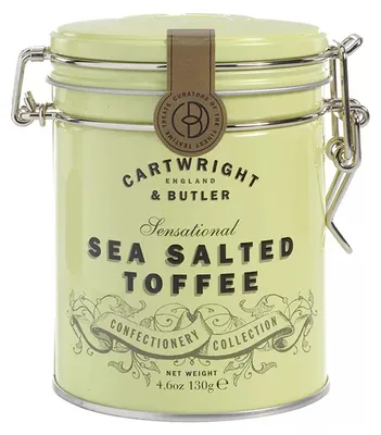 Produktbild von Sea Salted Toffees, yellow tin, Meersalz-Toffees in gelber Geschenkdose, 130 g, Cartwright & Butler, England