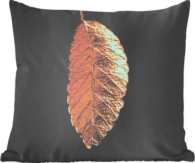 Produktbild von MuchoWow® Zierkissen Sofakissen Wohnzimmer Dekokissen 45x45 cm Blätter - Schwarz - Gold - Luxus - Natur - Schlafpolster - Polster für das Sofa
