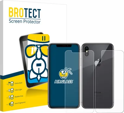 Produktbild von BROTECT Schutzglas für Apple iPhone X / Xs (Vorder + Rückseite) Schutzfolie Panzer Folie Glas Display Schutz klar