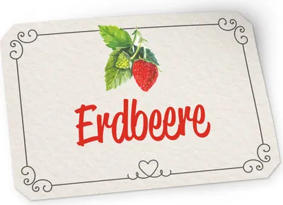 Produktbild von itenga 50 x Marmeladen Etikett Erdbeere 4,5x3cm Landhausstil