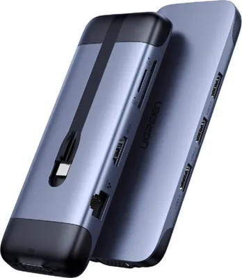 Obrázok produktu pre Ugreen Multifunkčný rozbočovač 9v1 USB typu C - HDMI / 3x USB 3.2 Gen 1 / SD Micro SD / atď. 100W 20V 5A sivá (70409 CM286)