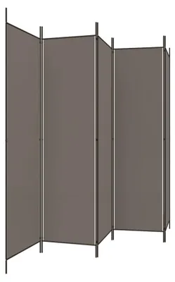 Imagen del producto de Biombo divisor de 5 paneles de tela gris antracita 250x200 cm