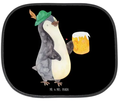 Produktbild von Mr. & Mrs. Panda Sonnenschutz Auto Pinguin Bier - Schwarz - Geschenk, Feierabend, Scheibenschutz, Seitenscheibe, für, Beschwippst, , Sonnenblende