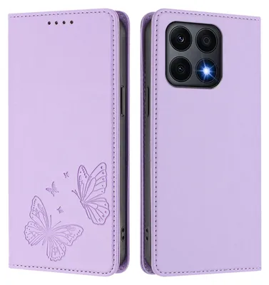 Image de Étui en cuir pour Honor X8A, motif papillon, étui à rabat avec porte-appareil Violet clair